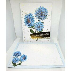 Thoughts & Inspirations On Your Birthday Greeting Card – Blue Floral